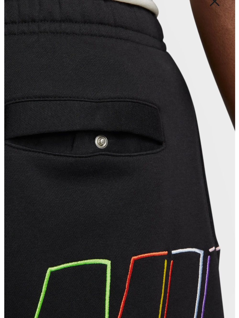 Nike Club Fleece Black Sweatpants with Multicolor Embroidered Graphic size S - Picture 4 of 12